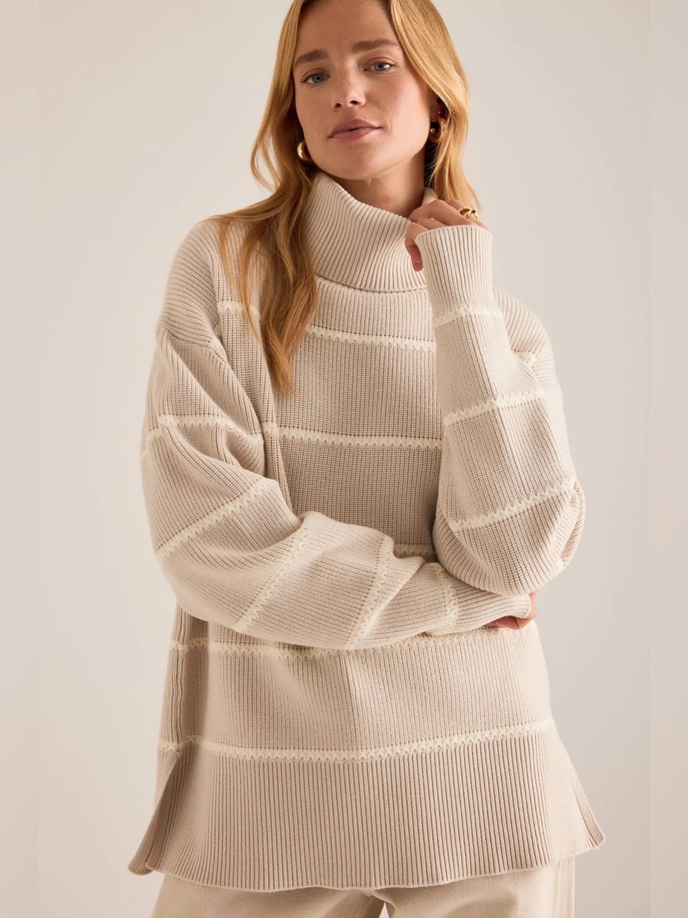 NWT Varley Hamish Roll-Neck Stitch Knit Sweater